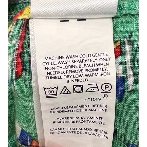 Ralph Lauren Summer Linen Button Down Shirt Green Boats Size XXL - Picture 5 of 5